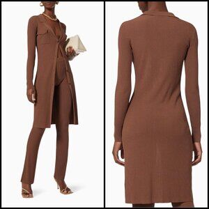 💕AYA MUSE💕 Ravenna Longline Ribbed Knit Cardigan ~ Chocolate Brown Small S NWT